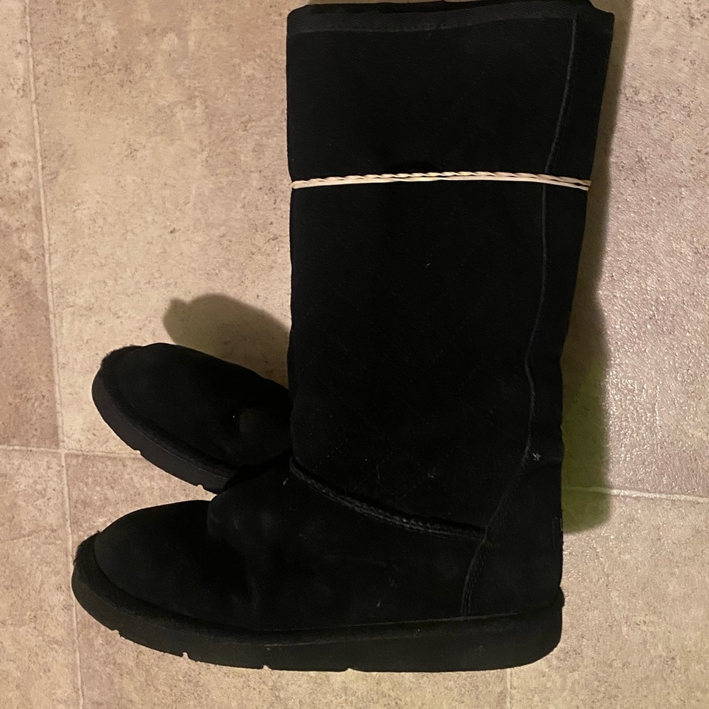 UGG Tall Black Suede Boots 7.5W
